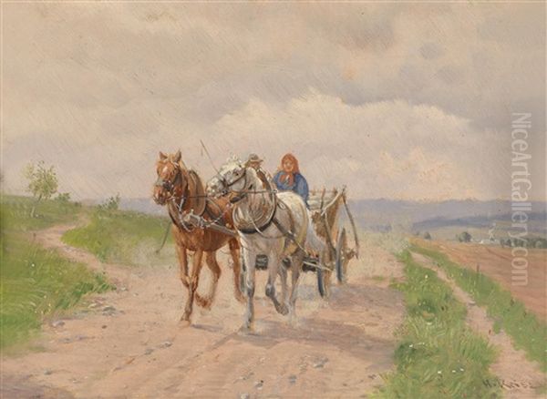 Am Heimweg Oil Painting by Hermann Reisz