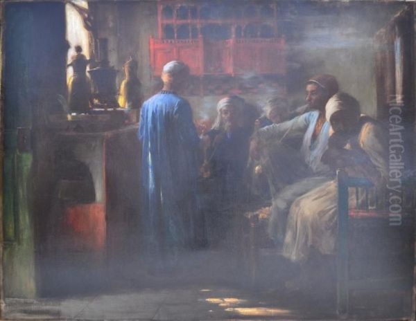 Scene De Cafe, Egypte Oil Painting by Eva Bonnier