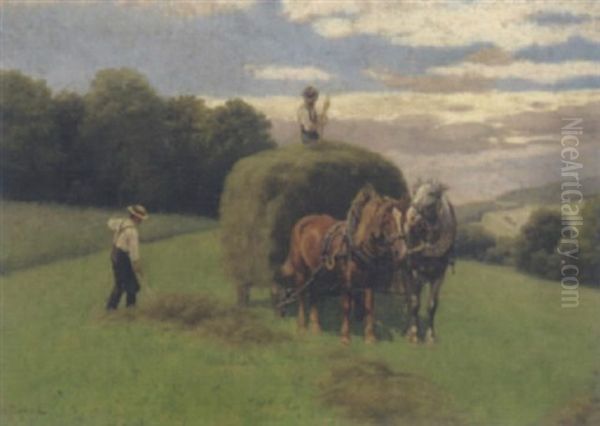 Heueinbringung Oil Painting by Hermann Reisz