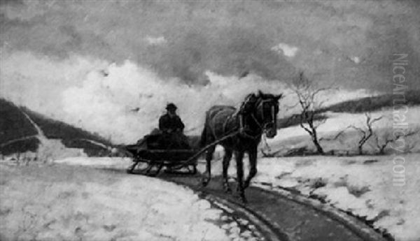 Ausfahrt Im Winter Oil Painting by Hermann Reisz