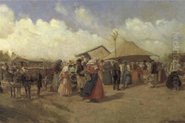 Bauernmarkt Oil Painting by Hermann Reisz