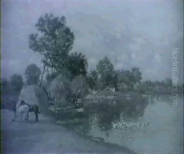 Am Weiher Oil Painting by Hermann Reisz