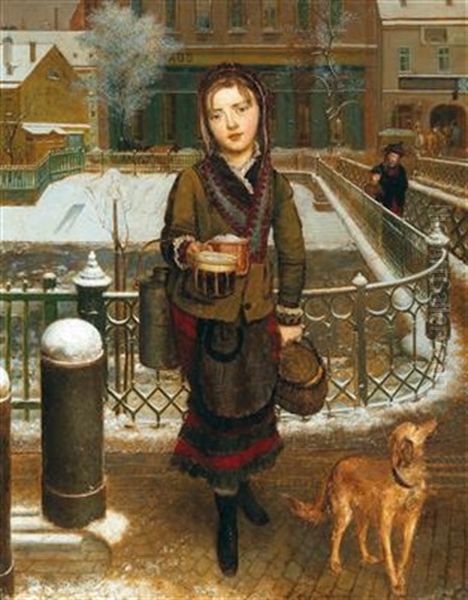 Back From Shopping Oil Painting by Johann Baptist Reiter