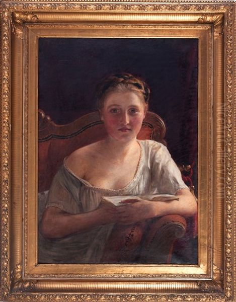 Girl In A Chair Oil Painting by Johann Baptist Reiter