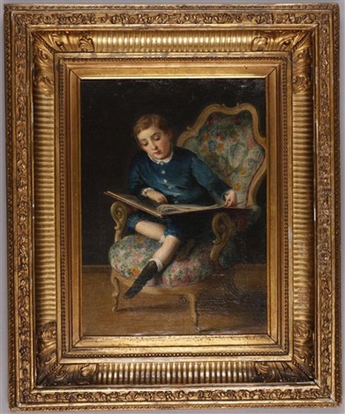 Rudolf Hirschler (7-jahriger Sohn Des Kunsthandlers Eduard Hirschler) Oil Painting by Johann Baptist Reiter