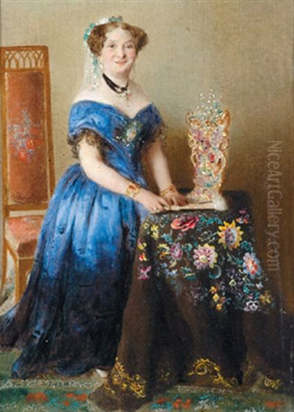 Amalie Haitzinger, Schauspielerin, Ganzfiguriges Portrait Oil Painting by Johann Baptist Reiter