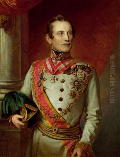 Anton Freiherr Von Puchner Oil Painting by Johann Baptist Reiter