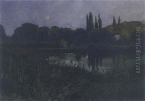 Abend Im Rohricht Oil Painting by Karl Reithmeyer