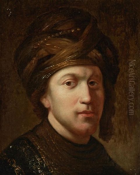 Portrait Of A Young Man Wearing A Turban Oil Painting by  Rembrandt van Rijn