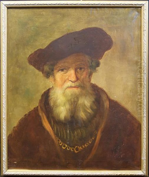 Old Man With Beard And Beret Oil Painting by  Rembrandt van Rijn