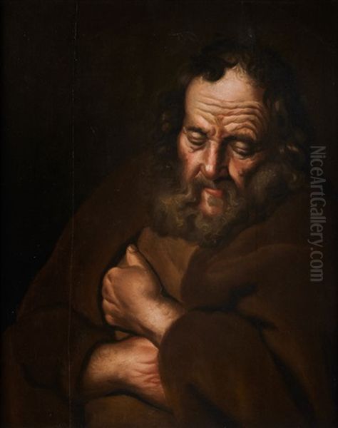 Bartiger Alter Mann In Brauner Kutte Oil Painting by  Rembrandt van Rijn