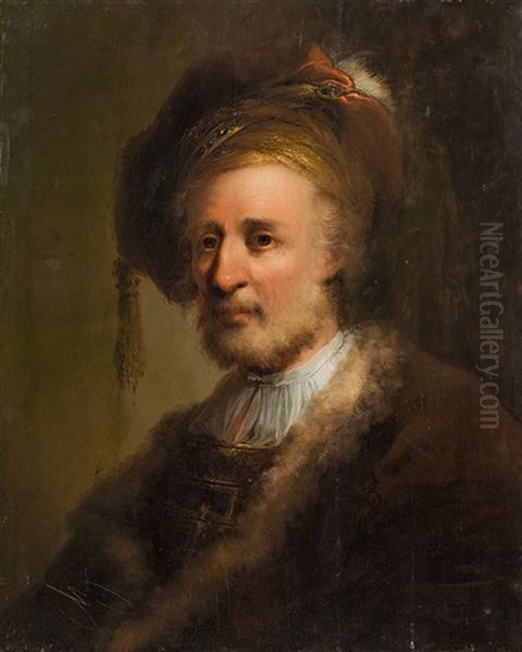 Portrait Of A Man In Oriental Robe Oil Painting by  Rembrandt van Rijn