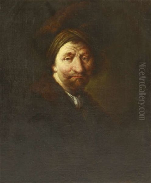 Portrait Of A Man, Half Length, In A Fur Hat Oil Painting by  Rembrandt van Rijn