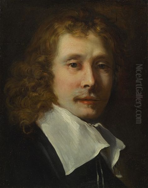 Portrait Of A Gentleman, Bust-length, In Black With A White Collar Oil Painting by  Rembrandt van Rijn