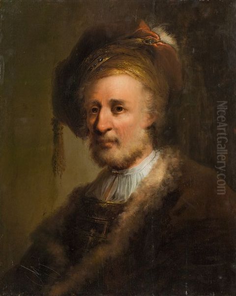 Portrait Of A Gentleman In Oriental Robes Oil Painting by  Rembrandt van Rijn