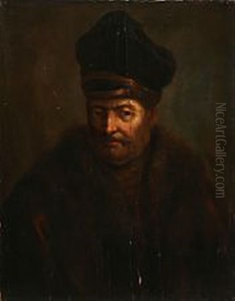 Portrait Of An Elderly Man Wearing A Fur-lined Coat And A Black Kolpak Oil Painting by  Rembrandt van Rijn