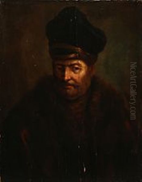 Portrait Of An Elderly Man Wearing A Fur-lined Coat And A Black Kolpak Oil Painting by  Rembrandt van Rijn