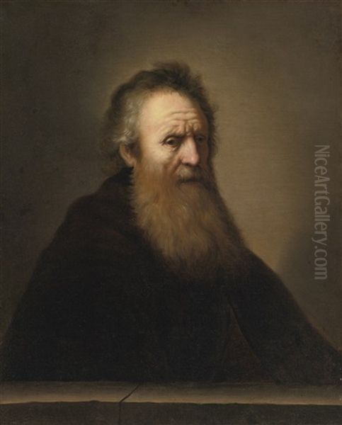 Portrait Of A Bearded Man, Bust Length, Before A Stone Ledge Oil Painting by  Rembrandt van Rijn