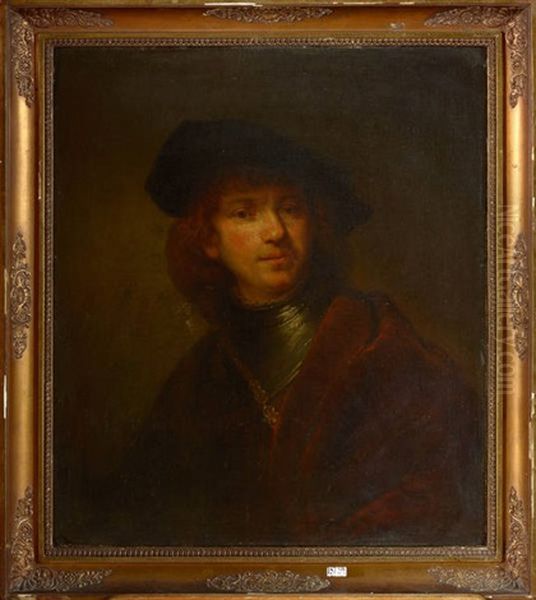 Autoportrait Au Beret Et Au Gorget A L'age De 28 Ans Oil Painting by  Rembrandt van Rijn