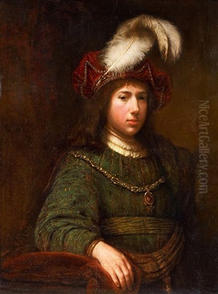 Junger Mann Mit Federbarett Oil Painting by  Rembrandt van Rijn