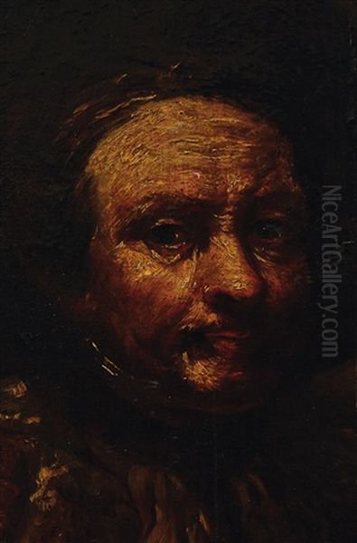 Bildnis Eines Herrn, Einen Stock In Der Hand Haltend Oil Painting by  Rembrandt van Rijn