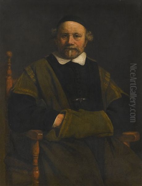 Portrait Of A Man, Seated, Three-quarter Length, Possibly The Schoolmaster And Calligrapher Lieven Willemsz. Van Coppenol Oil Painting by  Rembrandt van Rijn