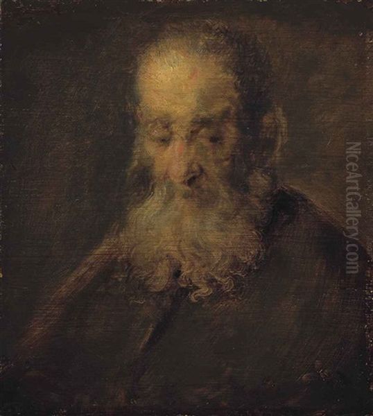 Head Of A Bearded Man Oil Painting by  Rembrandt van Rijn