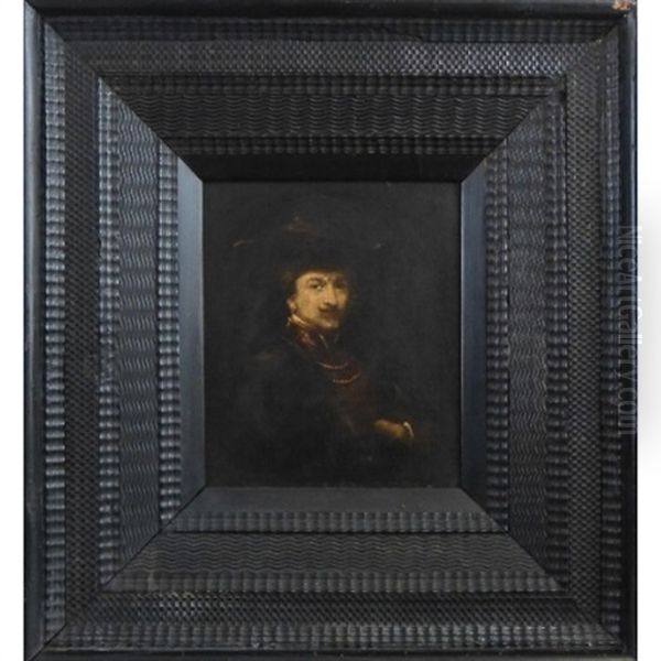 Half Length Portrait Of A Seated Man Oil Painting by  Rembrandt van Rijn