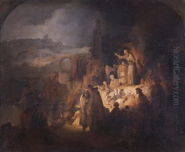 La Predication De Saint Jean Baptiste by  Rembrandt van Rijn