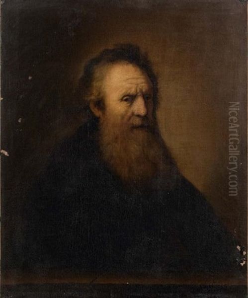 Portrait D'homme Barbu Devant Un Parapet Oil Painting by  Rembrandt van Rijn