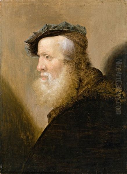 Bartiger Greis Mit Barett Oil Painting by  Rembrandt van Rijn