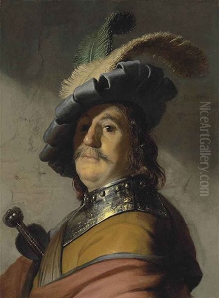 A Man In A Gorget And Cap Oil Painting by  Rembrandt van Rijn