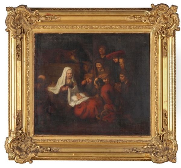 Die Anbetung Des Kindes Oil Painting by  Rembrandt van Rijn