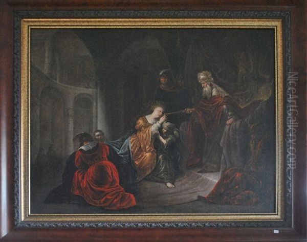 La Visite De La Reine De Saba Au Roi Salomon Oil Painting by  Rembrandt van Rijn