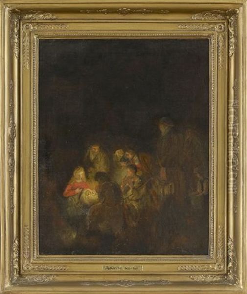 The Adoration Of The Shepherds Oil Painting by  Rembrandt van Rijn