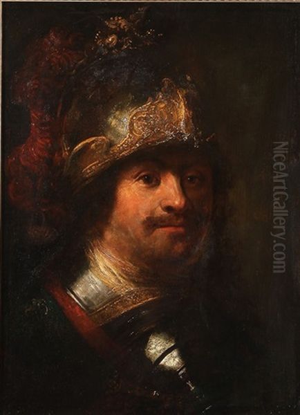 Bust Portrait Of A Soldier Wearing A Helmet And Armor Oil Painting by  Rembrandt van Rijn