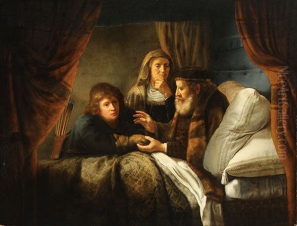 Isaac Blessing Jacob Oil Painting by  Rembrandt van Rijn