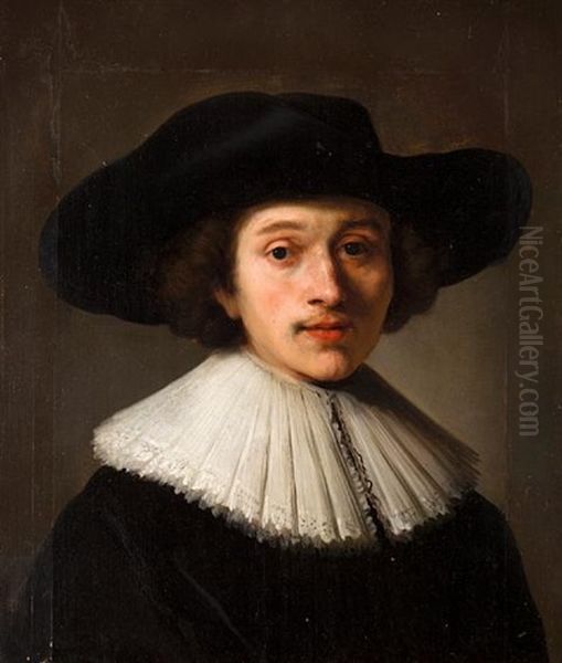 Portrait Of A Man With Ruffled Collar Oil Painting by  Rembrandt van Rijn