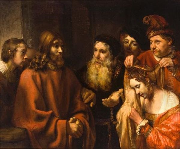 Christ And The Woman Taken Into Adultery Oil Painting by  Rembrandt van Rijn