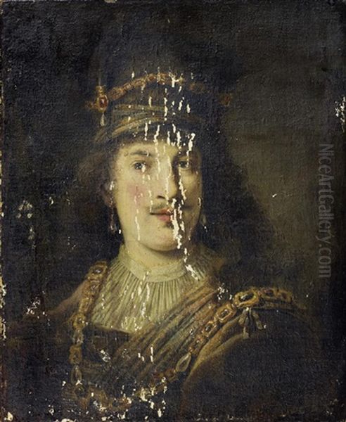 Bildnis Eines Mannes Mit Kappe Und Federbusch. (tronie?) Oil Painting by  Rembrandt van Rijn