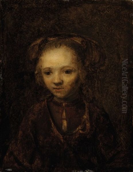 Portrait Of A Girl Oil Painting by  Rembrandt van Rijn