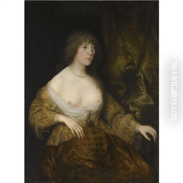 Portrait Of A Lady, Seated, With Her Breasts Uncovered Oil Painting by  Rembrandt van Rijn