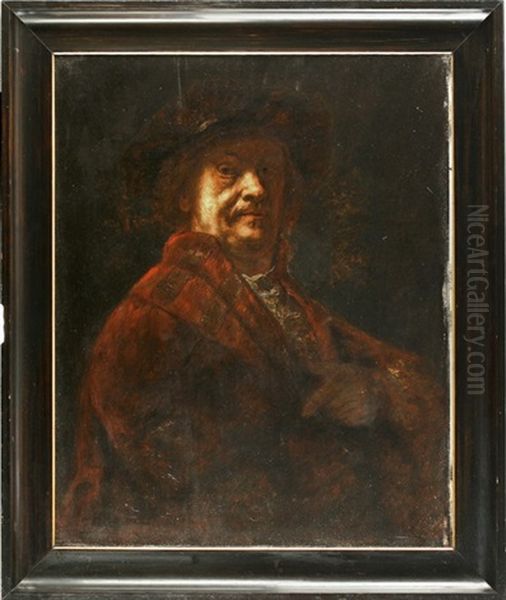 Rembrandts Selbstportrait (by M. Brehmer) Oil Painting by  Rembrandt van Rijn