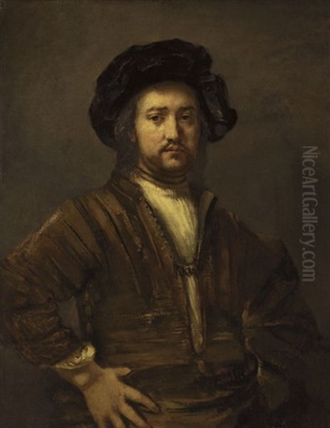 Portrait Of A Man With Arms Akimbo Oil Painting by  Rembrandt van Rijn