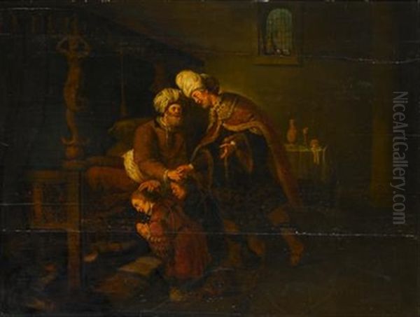 Jacob Blessing Ephraim And Manassas Oil Painting by  Rembrandt van Rijn