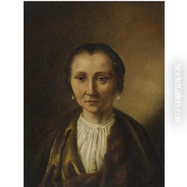 Portrait Of An Elderly Lady Head And Shoulders Oil Painting by  Rembrandt van Rijn