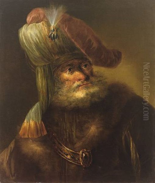 Bartiger Edelmann Mit Turban Oil Painting by  Rembrandt van Rijn