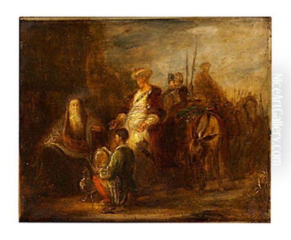 Elisha Och Naaman Oil Painting by  Rembrandt van Rijn