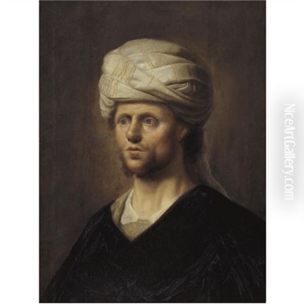 Portrait Of A Man In A Turban Oil Painting by  Rembrandt van Rijn