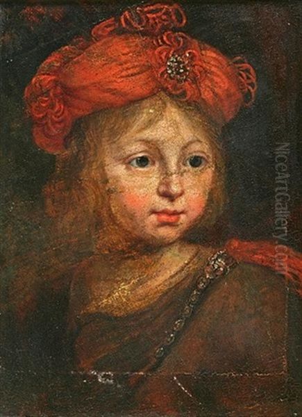 Portrait Of A Boy With A Turban Oil Painting by  Rembrandt van Rijn